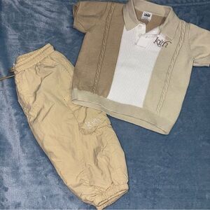 Kith Kids Matching Set in Beige and White